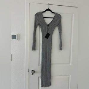 PinkBlush Long sleeve v-neck fitted maxi sweater dress (Maternity/bump friendly)